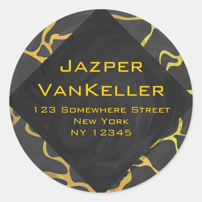 Sticker Rond Impression Giraffe noir et jaune (Devant)