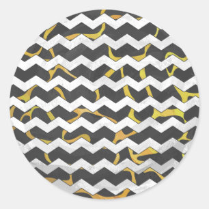 Sticker Rond Impression Giraffe noir et jaune