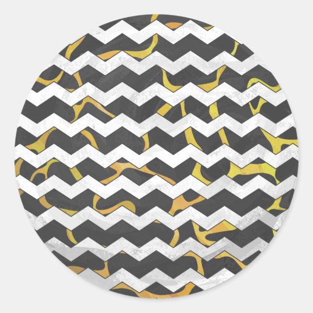 Sticker Rond Impression Giraffe noir et jaune (Devant)