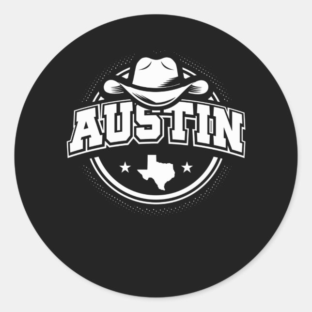 Sticker Rond Impression graphique Austin Texas (Devant)