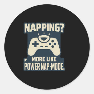 Sticker Rond Impression graphique de joueur en mode de sieste d