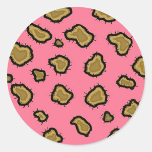 Sticker Rond Impression léopard rose