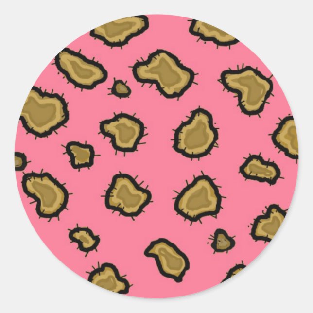Sticker Rond Impression léopard rose (Devant)