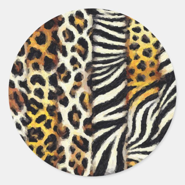 Sticker Rond Impression Mixte d'animaux sauvages peints de faço (Devant)
