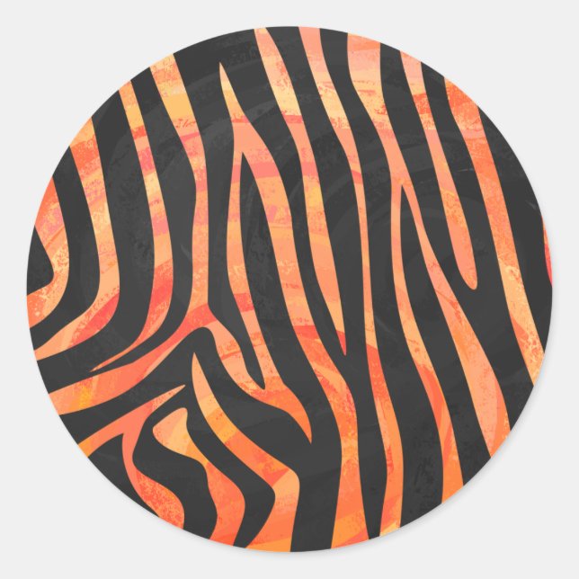 Sticker Rond Impression noire et orange Zebra (Devant)