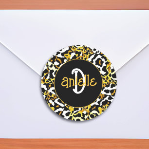 Sticker Rond Impression personnalisée Leopard et Zebra Fur