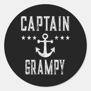 Sticker Rond (Impression recto-verso) Capitaine Grampy naviguan