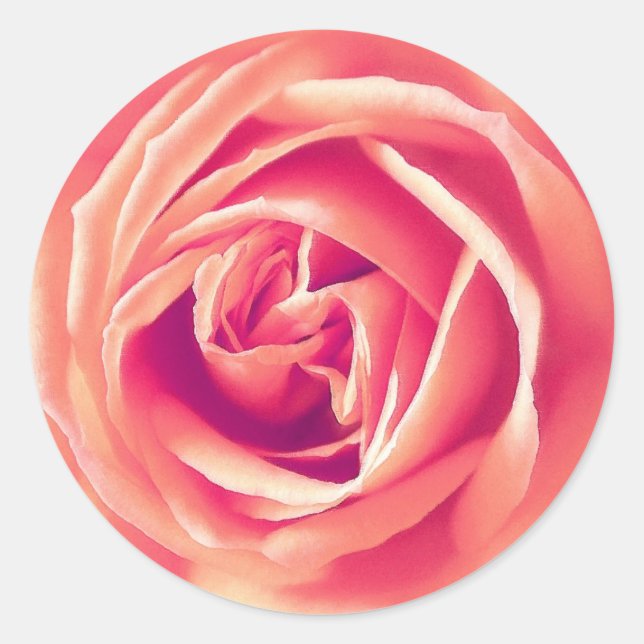 Sticker Rond Impression rose corail (Devant)