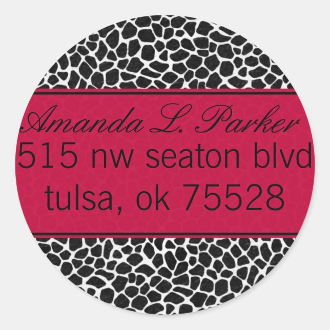 Sticker Rond Impression Rouge et Giraffe (Devant)