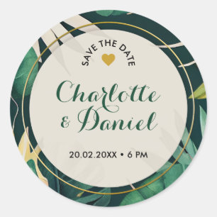 Sticker Rond Impression topique Enregistrer La Date MARIAGE