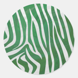 Sticker Rond Impression verte et blanche Zebra