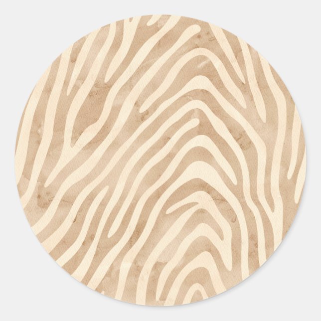 Sticker Rond Impression Zèbre aquarelle (Devant)