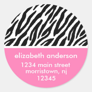Sticker Rond Impression Zèbre rose élégant