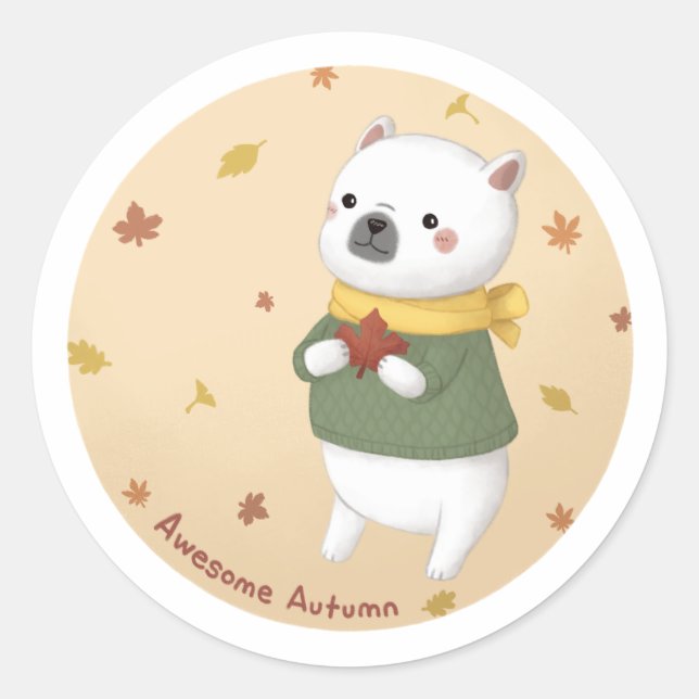 Sticker Rond Impressionnant Art d'automne (Devant)