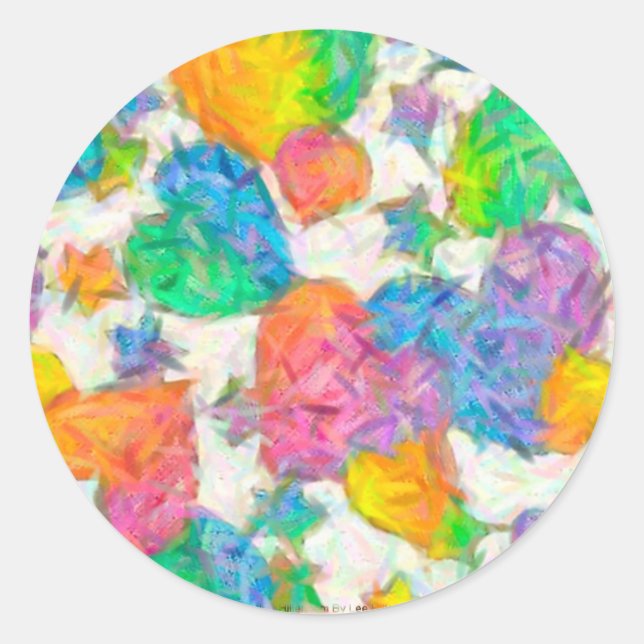 Sticker Rond Impressionniste Pastel Valentine Hearts (Devant)