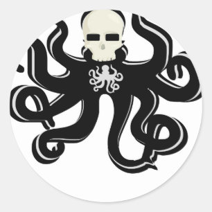STICKER ROND IMPRIMANTE D'ART KRAKEN SKULL TATTOO