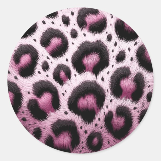 Sticker Rond Imprimé animalier à taches de fourrure léopard ros (Devant)