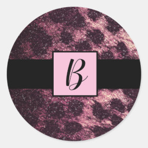 Sticker Rond Imprimé animalier léopard guépard pailleté rose sa