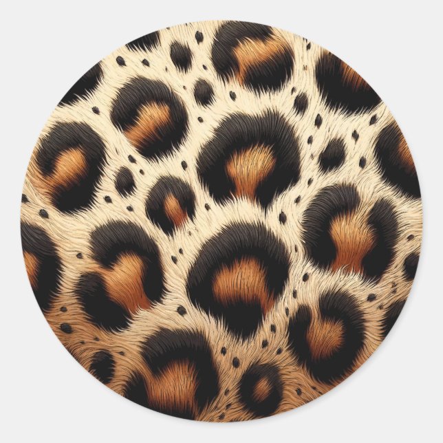 Sticker Rond Imprimé animalier taches de fourrure léopard beige (Devant)