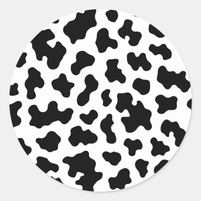 Sticker Rond Imprimé cuir de vache noir et blanc (Devant)