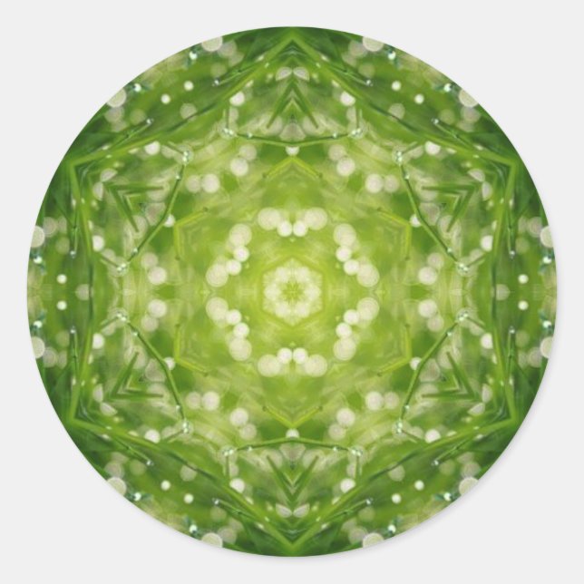 Sticker Rond imprimé décoratif vert Abstrait (Devant)