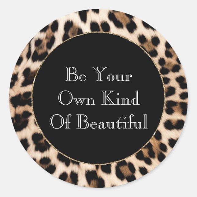 Sticker Rond Imprimé léopard marron crème noir  (Devant)