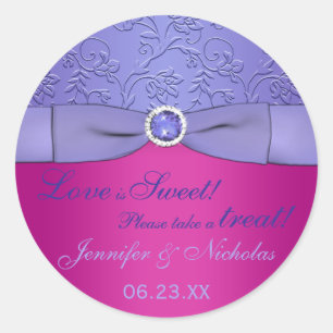 Sticker Rond IMPRIMÉ RIBBON Fuchsia, Buffet de bonbons floraux