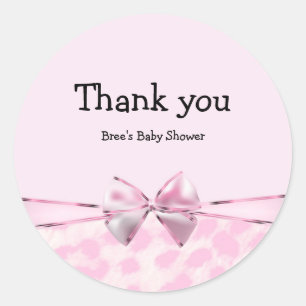 Sticker Rond Imprimé rose et léopard avec nœud, chic et glamour