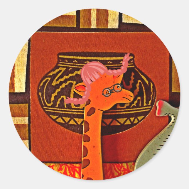Sticker Rond Imprimer Casquette Giraffe (Devant)