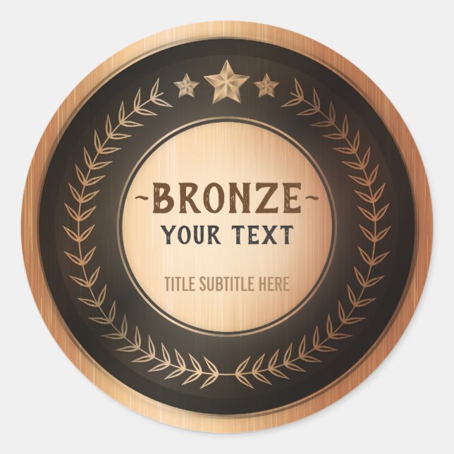 Sticker Rond IMPRIMER do-it-yourself MÉDAILLE Champion de bronz (Devant)