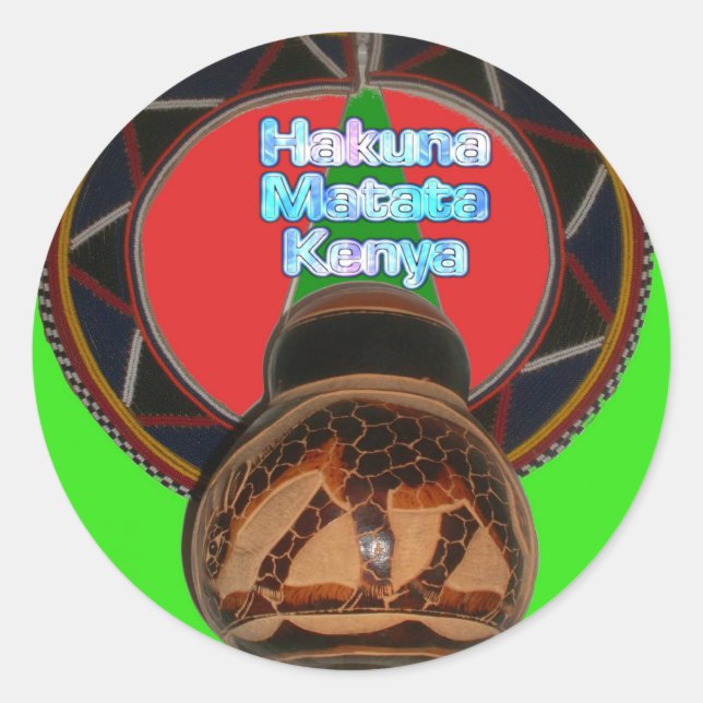 Sticker Rond Imprimer Hakuna Matata Kenya Art (Devant)