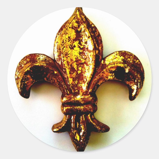STICKER ROND IMPRIMER HAUT CONTRASTE GOLD FLEUR DE LIS (Devant)