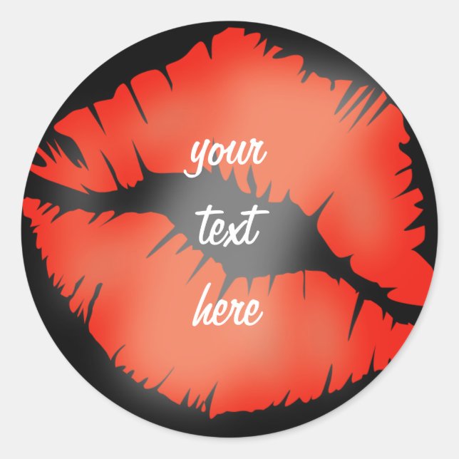 STICKER ROND IMPRIMER LIP 'KISS' (Devant)