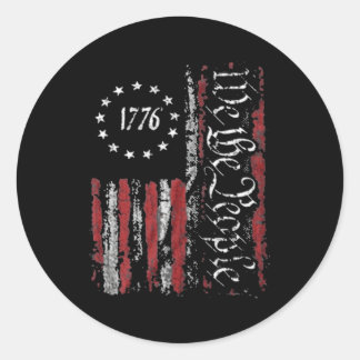 Sticker Rond Imprimer Sur Le Drapeau Américain Patriotique 1776