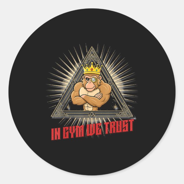 Sticker Rond In Gym We Trust Funny Gym Tee Beak Bros Fitness De (Devant)