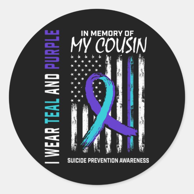 Sticker Rond In Memory Cousin Suicide Awareness Prevention Amer (Devant)