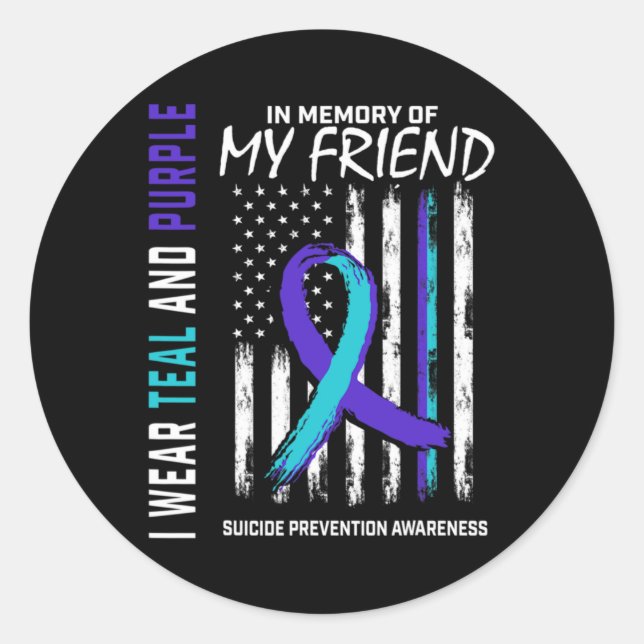 Sticker Rond In Memory Friend Suicide Awareness Prevention Amer (Devant)