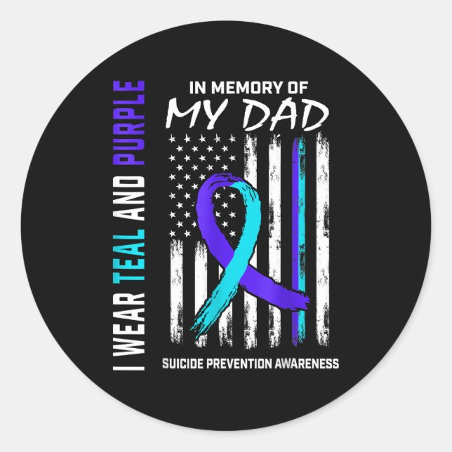 Sticker Rond In Memory Of Dad Suicide Prevention Awareness Amer (Devant)