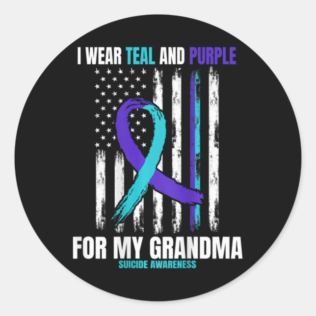 Sticker Rond In Memory Of My Grandma Suicide Awareness Flag Bac (Devant)