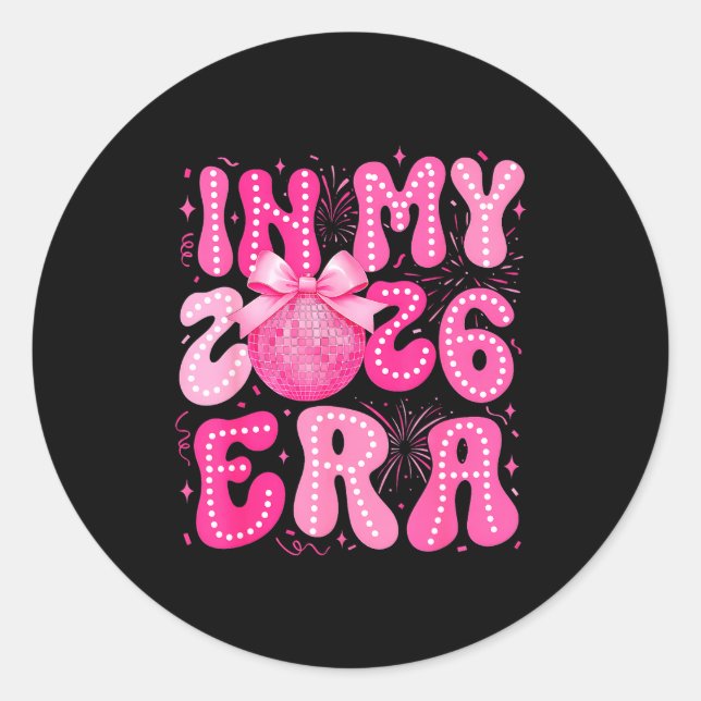 Sticker Rond In My 2026 Era Happy New Year 2026 Party Girls Kid (Devant)