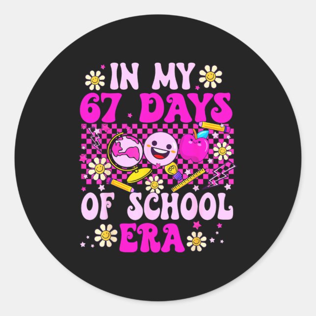 Sticker Rond In My 67 Days Of School Era Coquette Bow Six Seven (Devant)