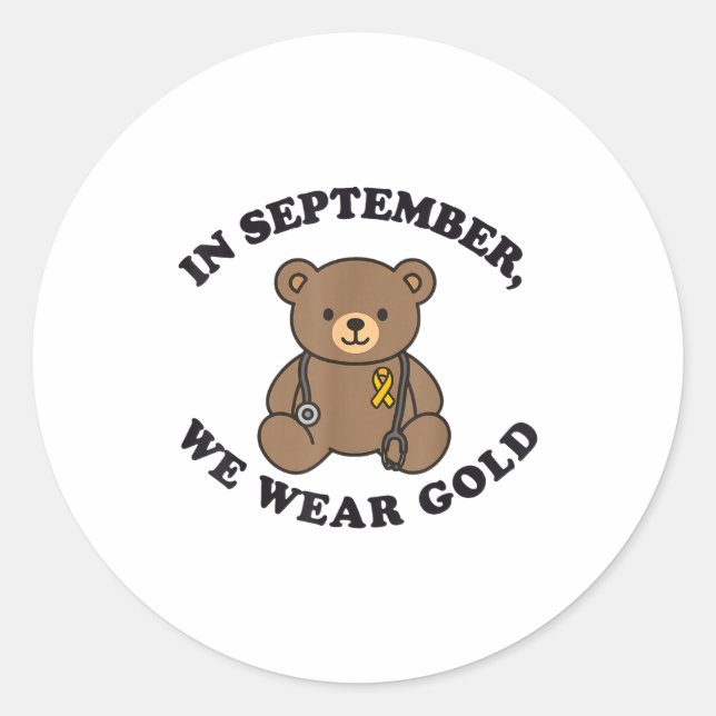 Sticker Rond In September We Wear Gold Pediatric Nurse Childhoo (Devant)