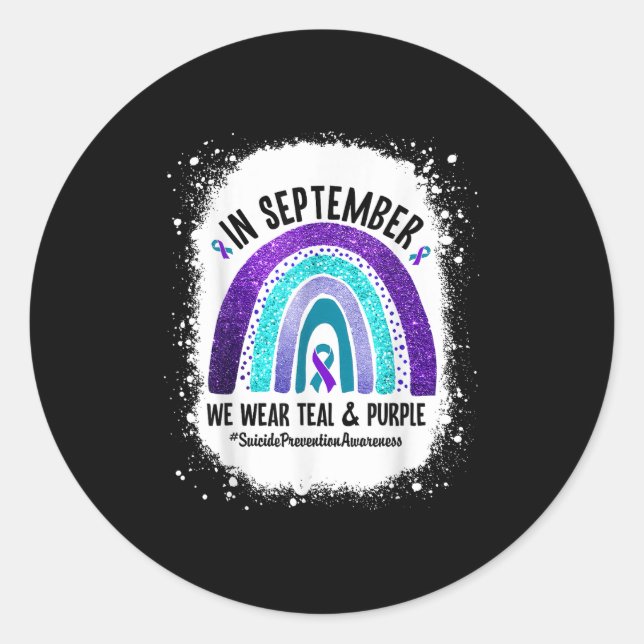 Sticker Rond In September We Wear Teal Purple Suicide Preventio (Devant)