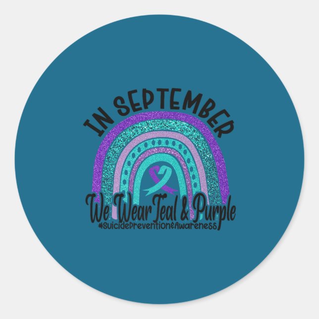 Sticker Rond In September Wear Teal And Purple Rainbow Suicide  (Devant)