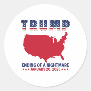 Sticker Rond Inauguration 2025 Trump Élections Fin D'une Nuit E