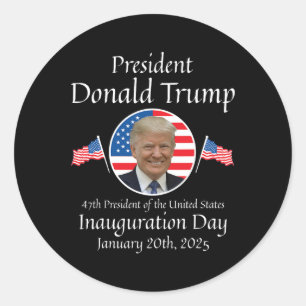 Sticker Rond Inauguration de Donald Trump Jour 2025 47e Préside