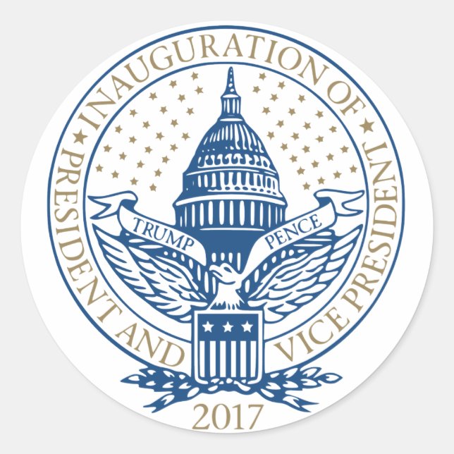Sticker Rond Inauguration présidentielle Trump Pence 2017 (Devant)