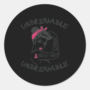 Sticker Rond Incassable Pink Breast Cancer Guerrier Survivant G