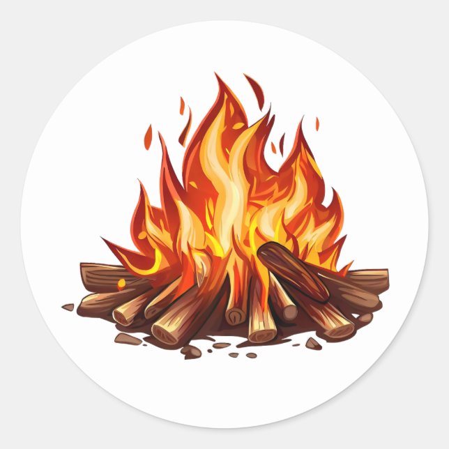 Sticker Rond Incendie de camp (Devant)
