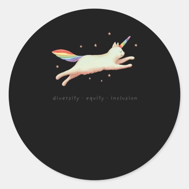 Sticker Rond Inclusion De L'Équité En Diversité Avec Baguette D (Devant)